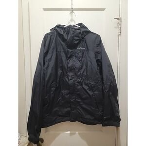 Eddie Bauer Weather Edge Plus Hooded Waterproof Black Windbreaker Jacket Mens XL